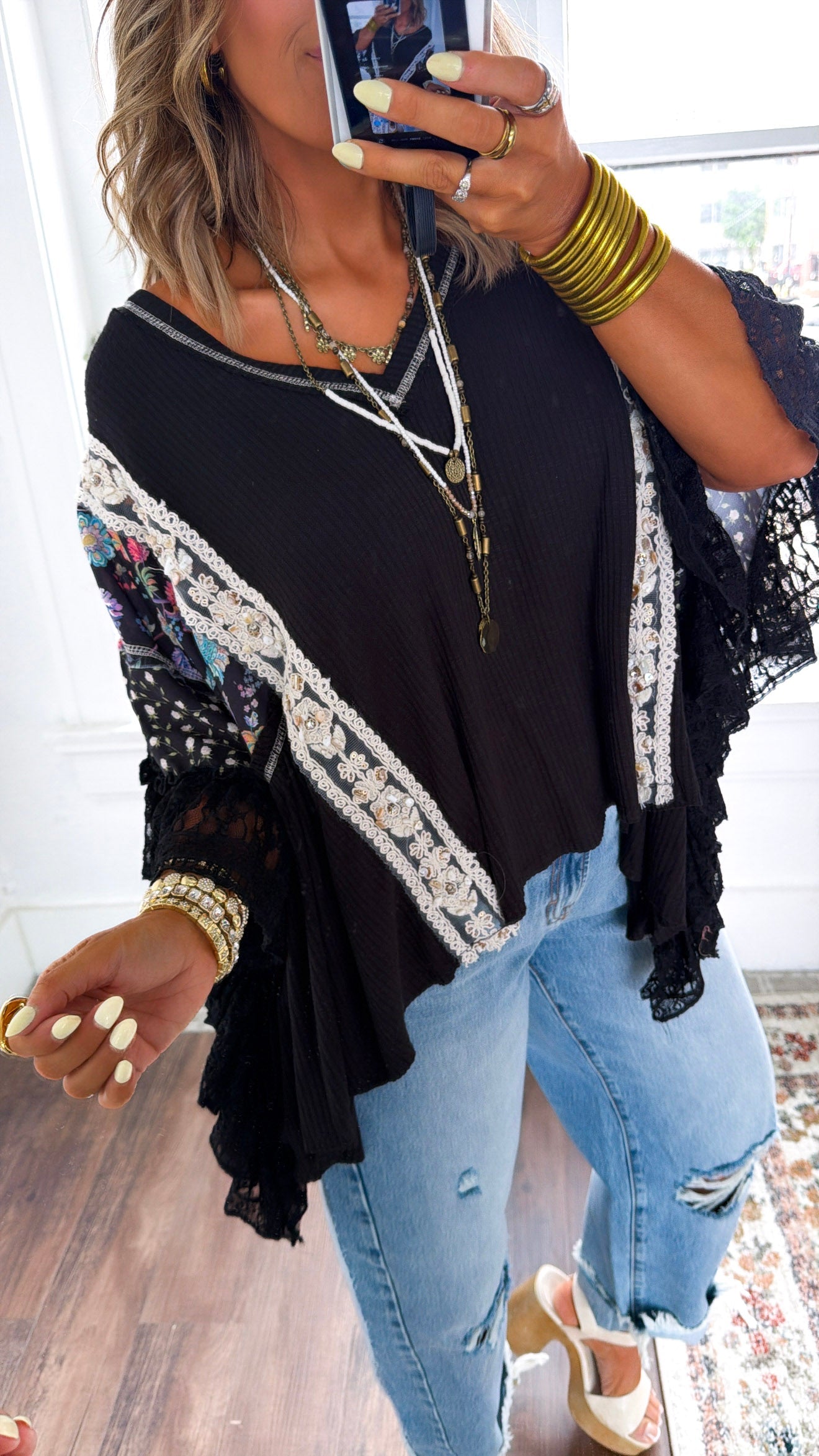 Savannah Wildflower Blouse, Black