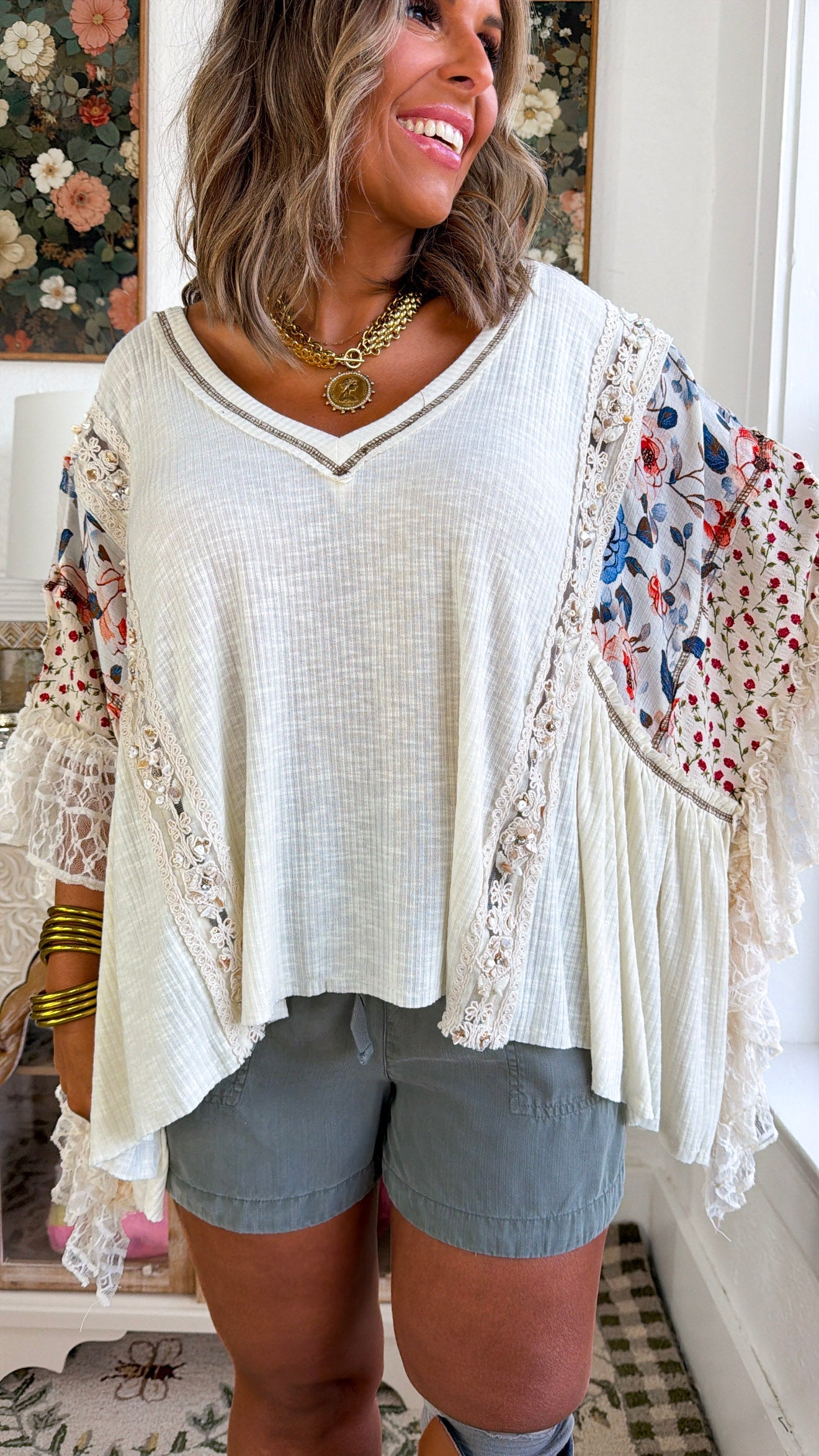 Savannah Wildflower Blouse, Natural
