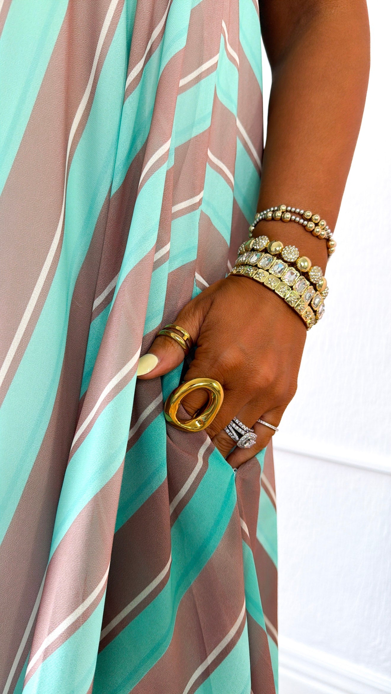 Stripe Tube Maxi Dress, Mint/Sage