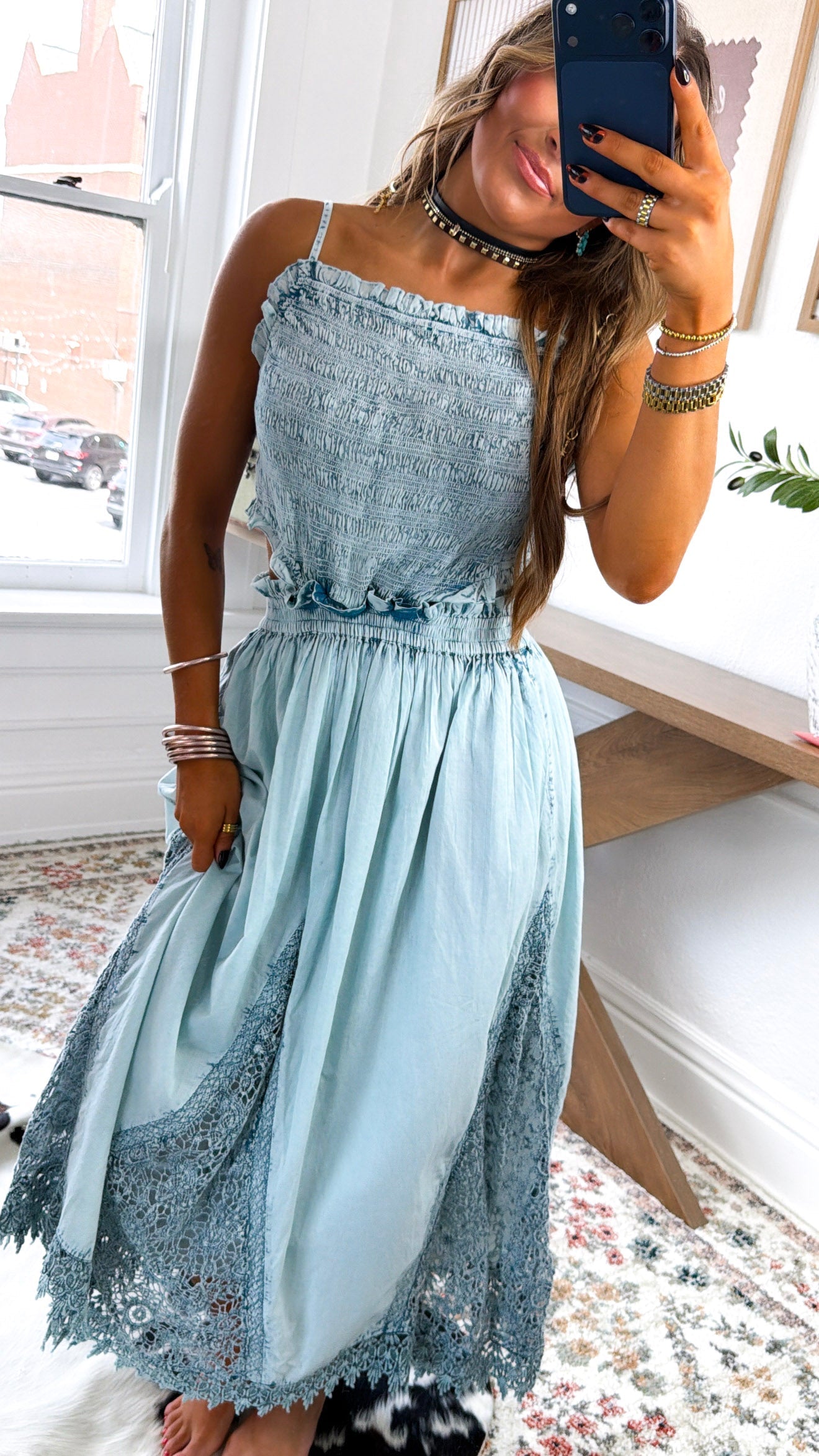 Whiskey & Wildflower Maxi dress, Denim Blue