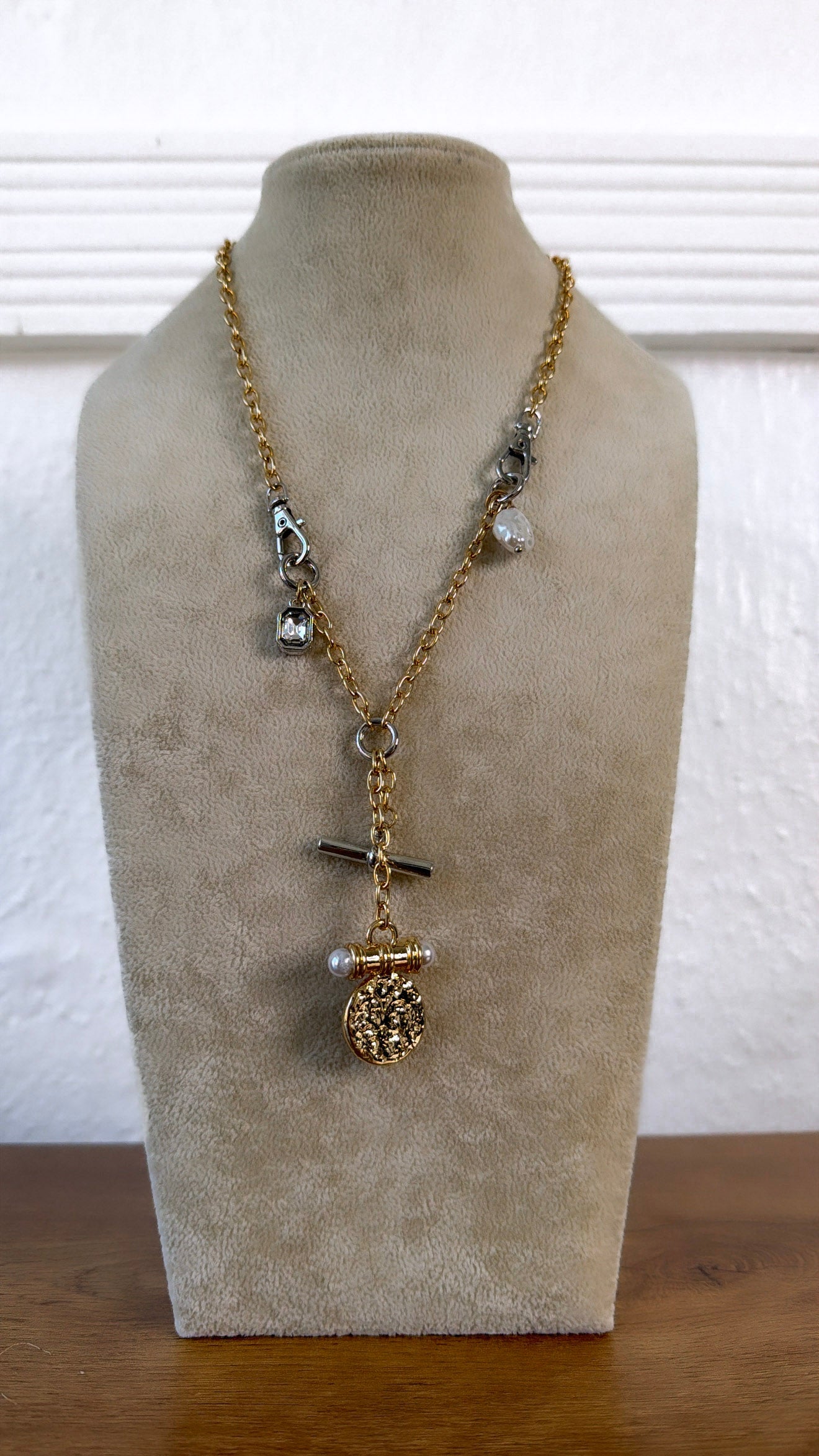 Vintage Coin Pendant Toggle Necklace