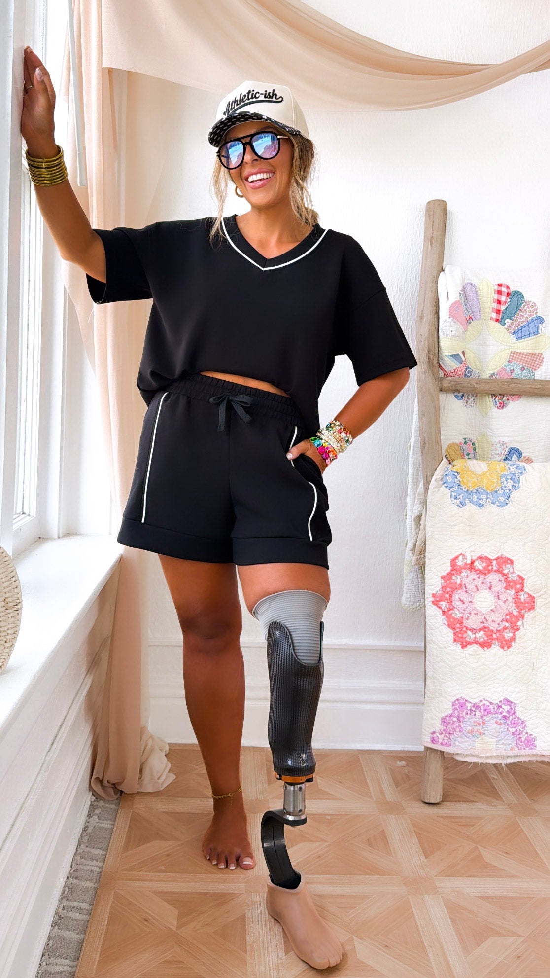 Take It Slow Two Piece Set, Black/Cream