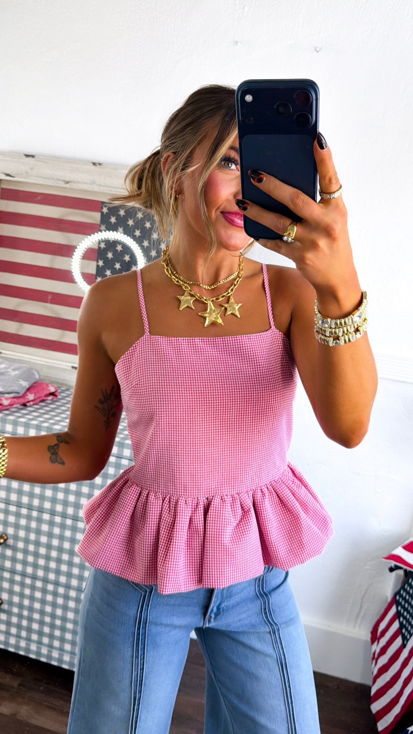 Sweet Darling Gingham Top, Red