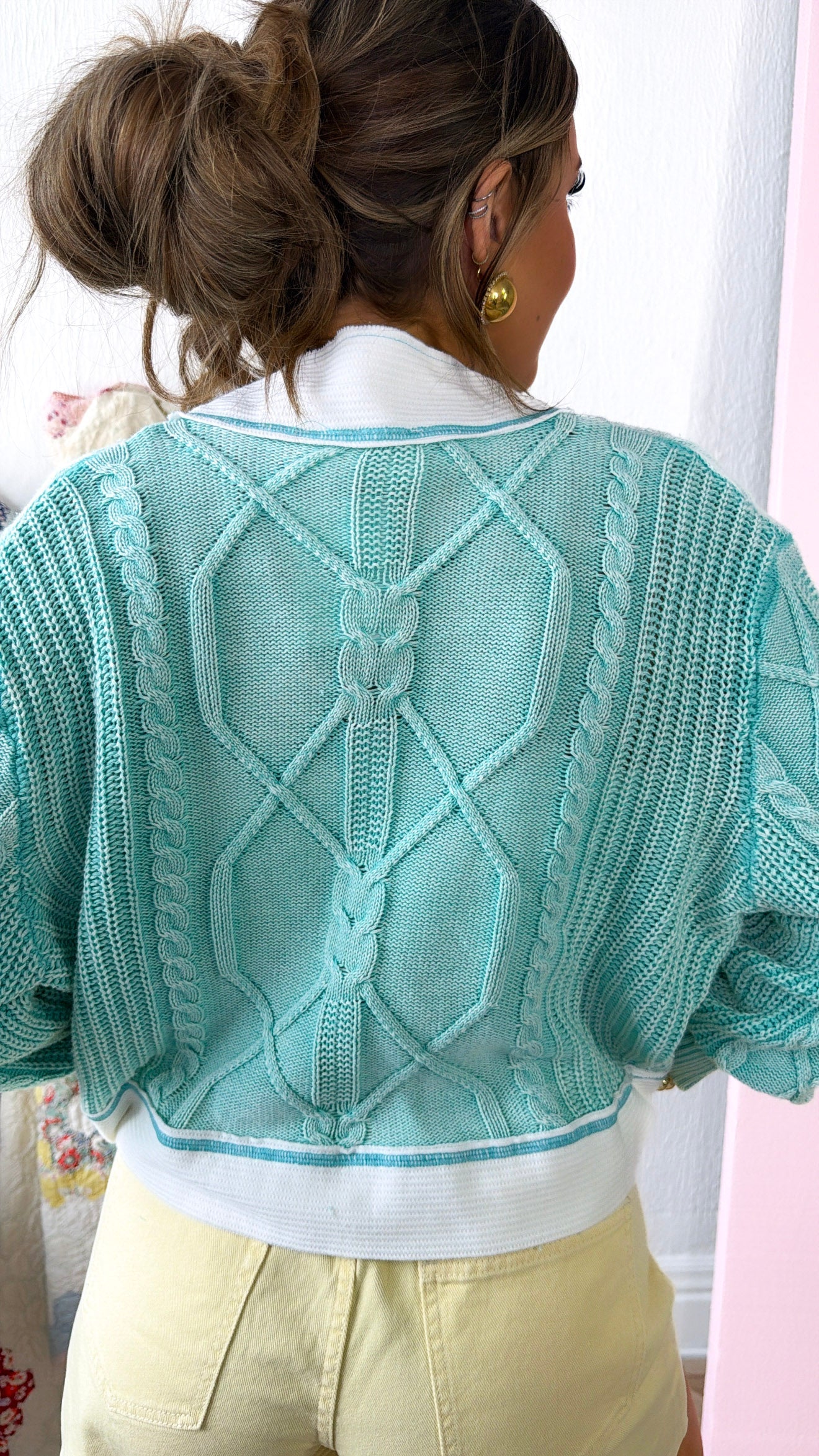 Texture Criss Cross Top, Aqua
