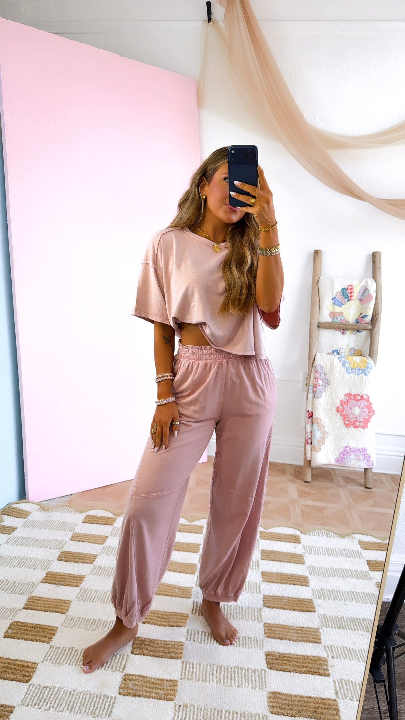 Travel Ready Two Piece Set, Dusty Pink