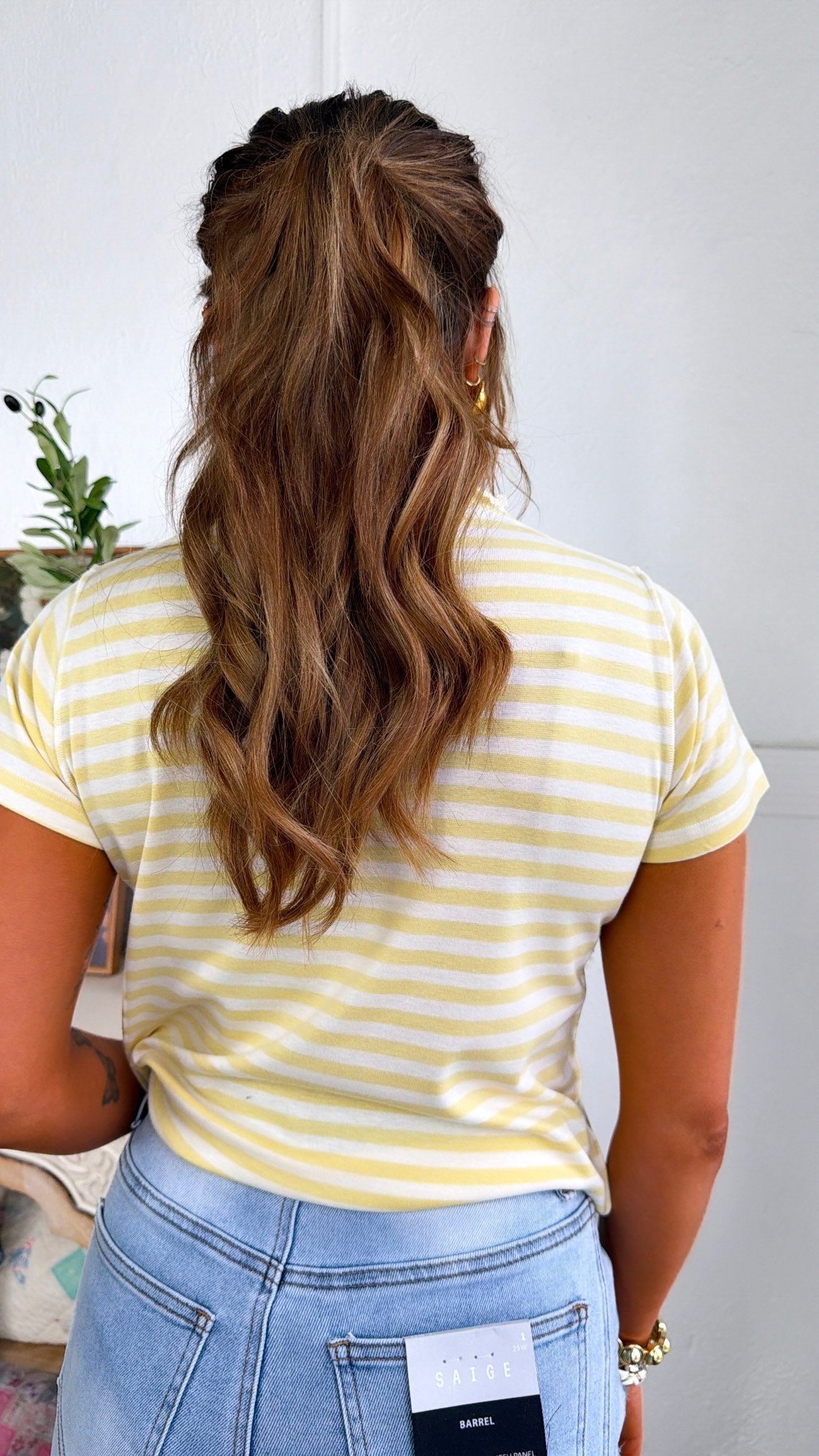 Sweet Stripe Basic Tee, Lemon/Cream