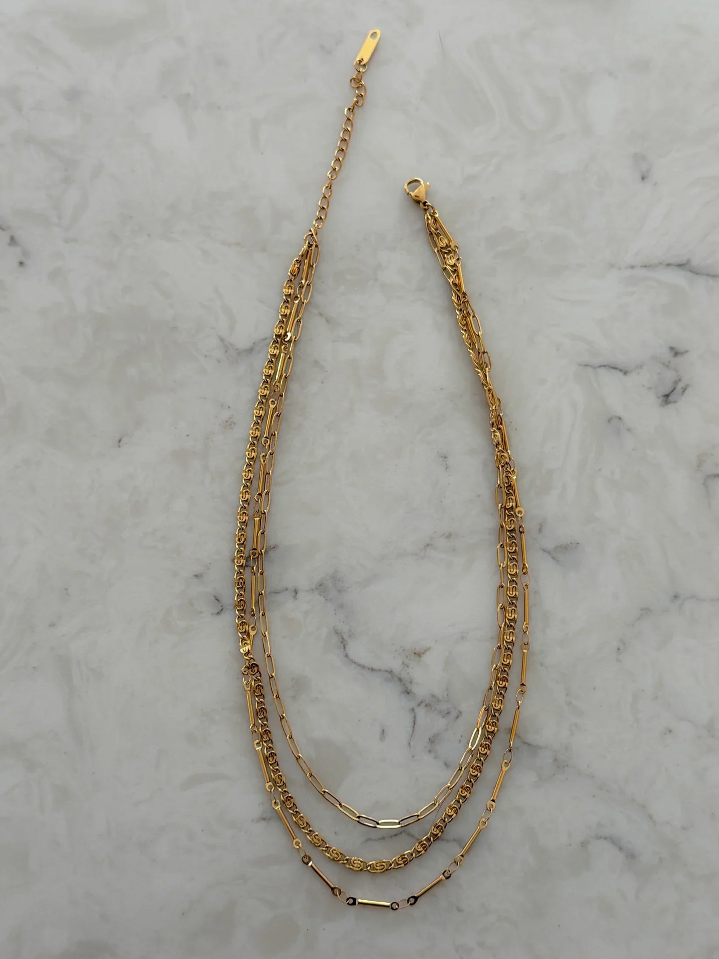 Triple Layered Necklace, Gold