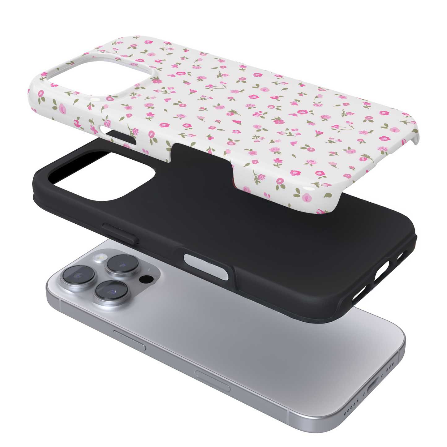 Tough Phone Case - Pink Watercolour Flowers