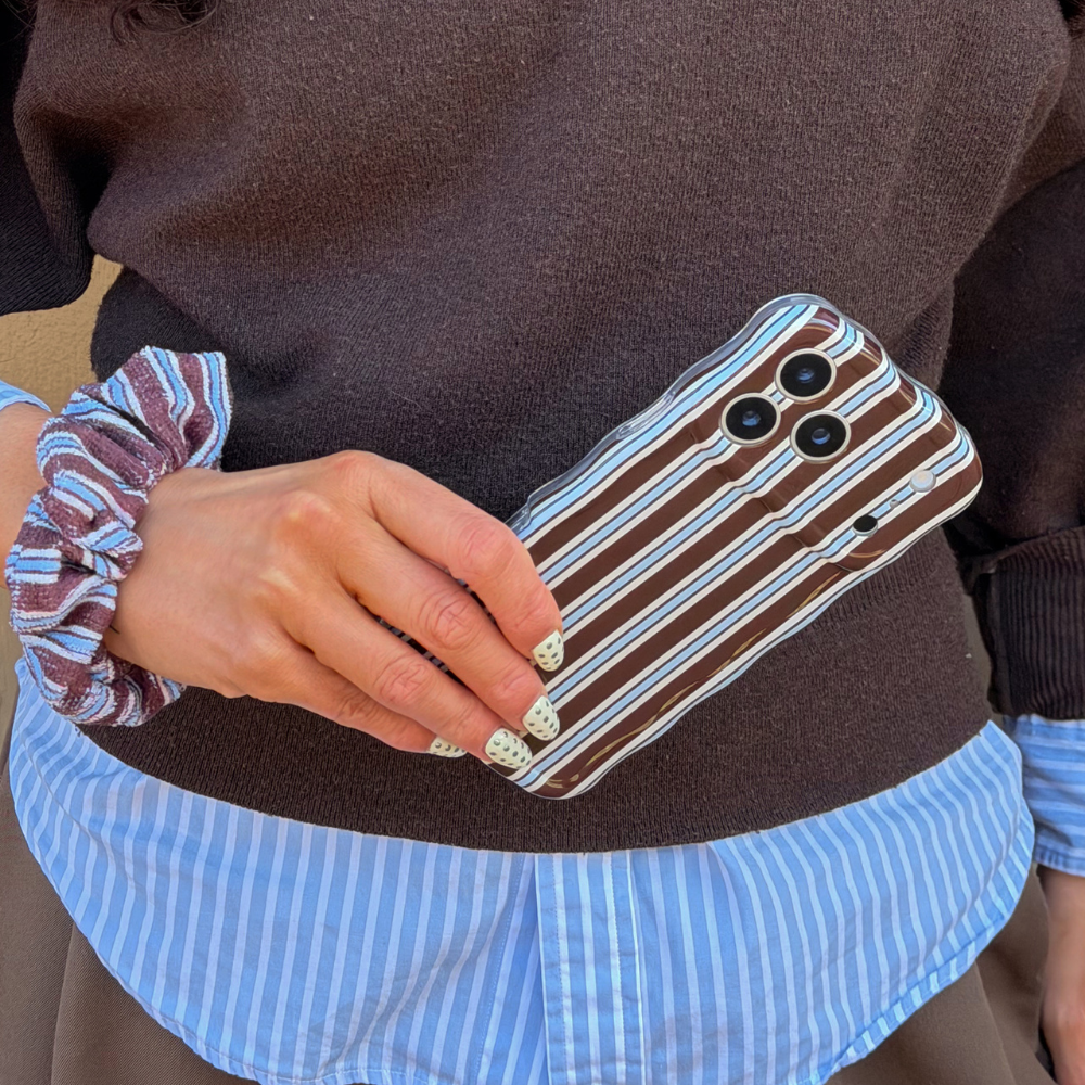 Wavy Phone Case - Brown & Blue Stripes