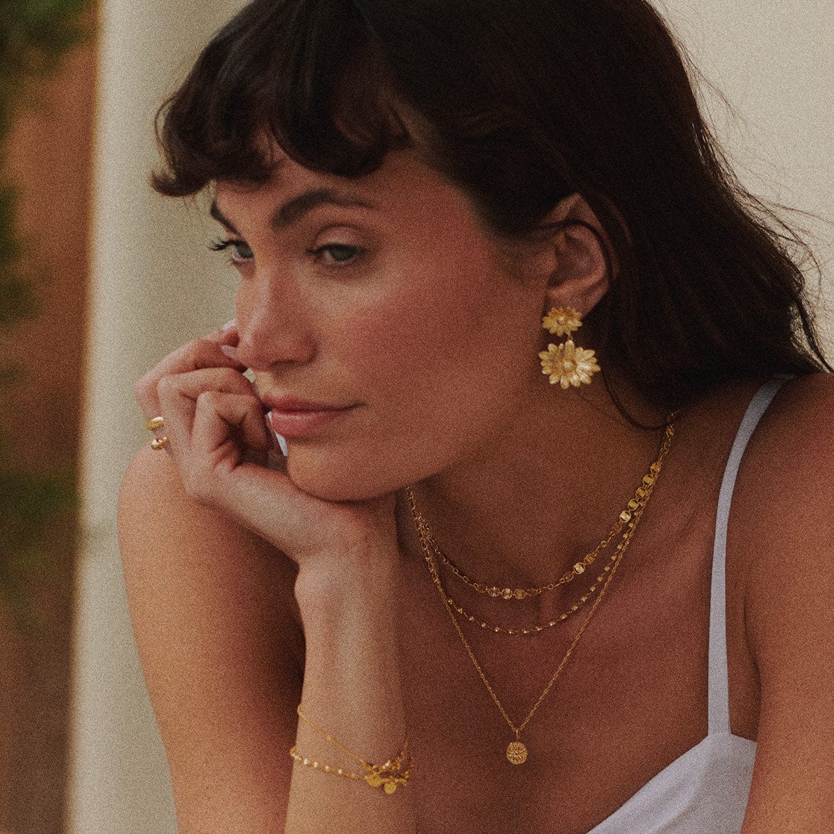 Daisy Flower Necklace 18ct Gold Plate
