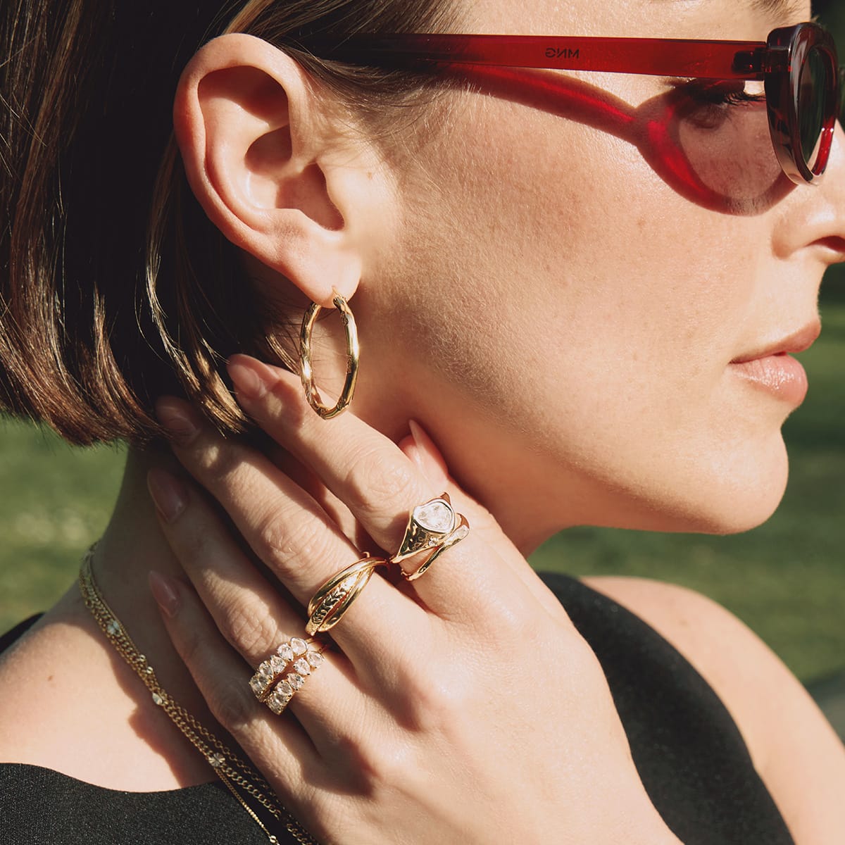 Estée Lalonde Sapphire Organic Ring Stack 18ct Gold Plate