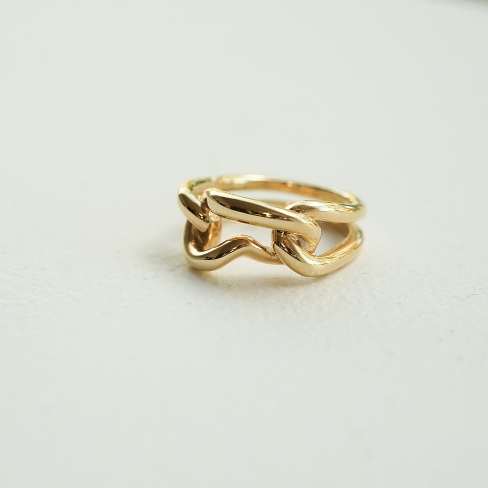 Polly Large Knot Chain Ring 18ct Gold Plate
