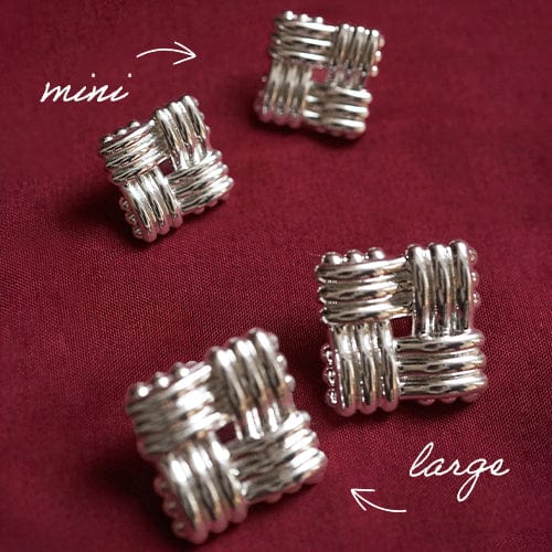 Polly Mini Lattice Stud Earrings Silver Plate