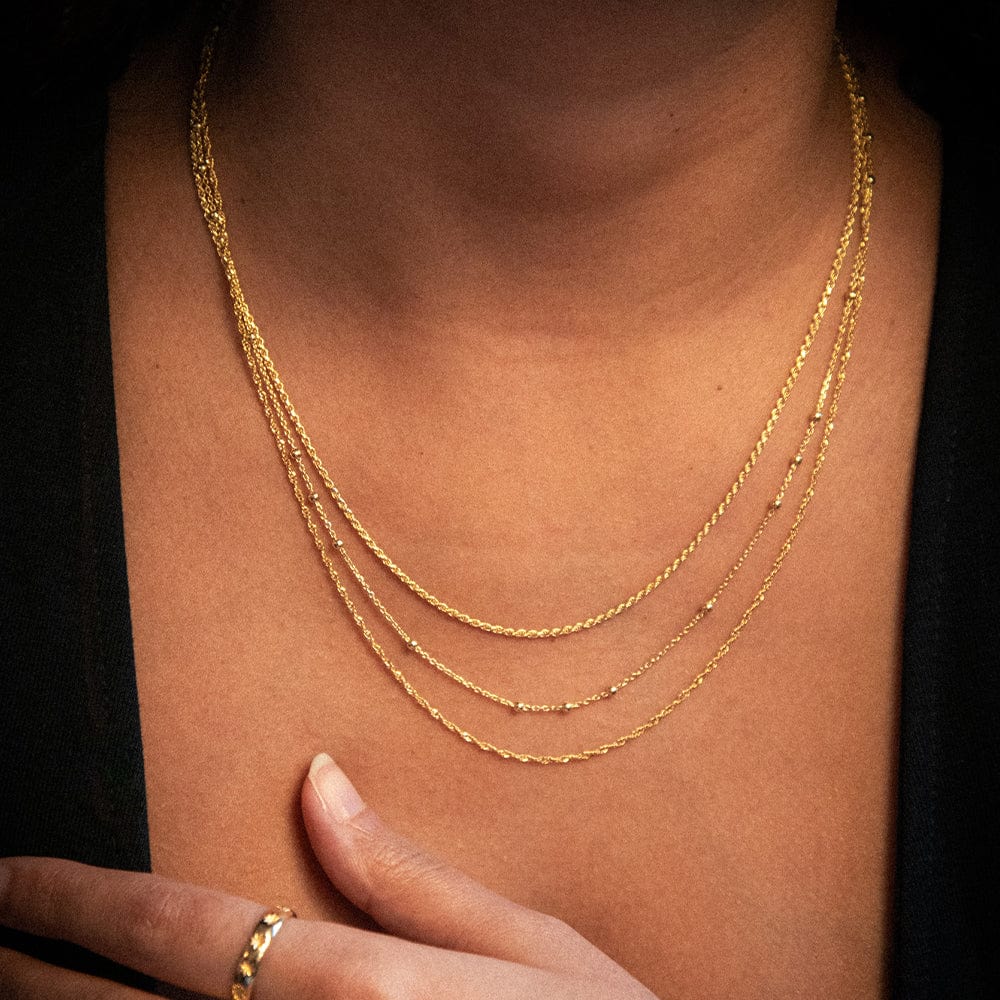 Rope Layering Chain Necklace 18ct Gold Plate