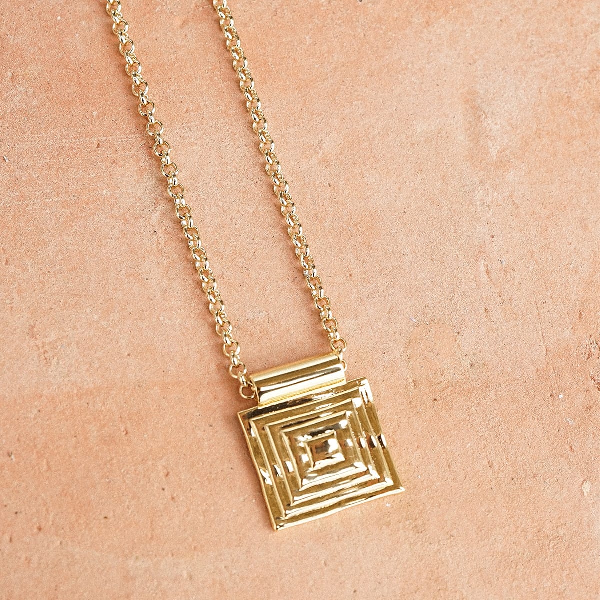 Strata Square Earrings & Necklace Set 18ct Gold Plate