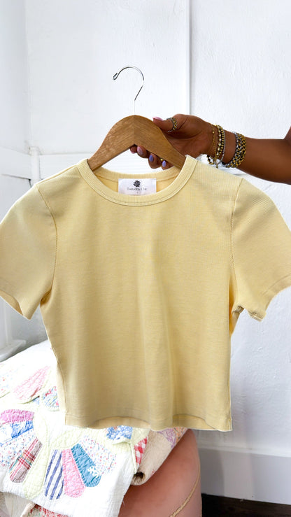 Simply Ribbed Cropped Tee, Lemonilla