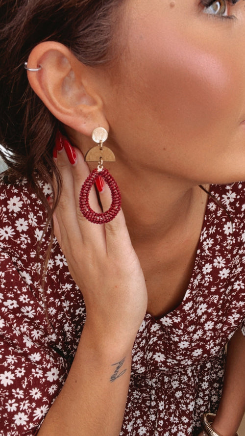 The Main Event Dangle Earring, Burgundy