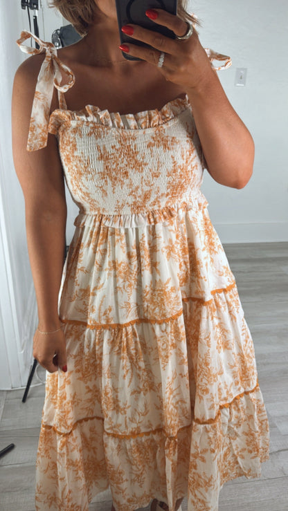 Wanderlust Lace Trim Floral Midi Dress