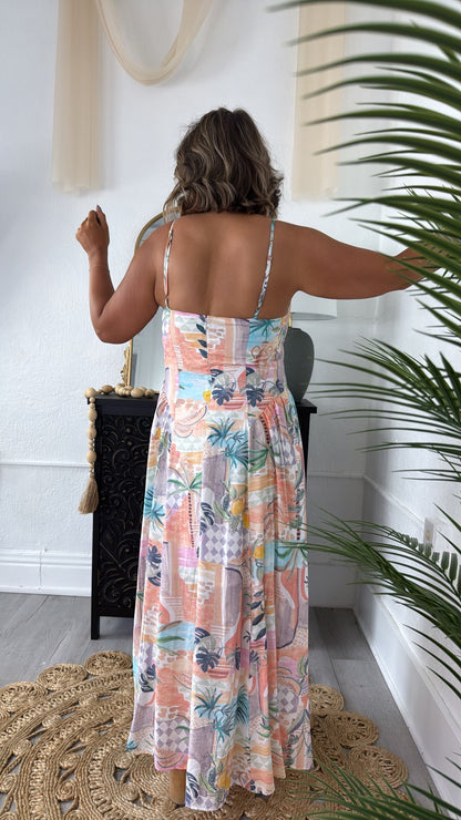 Tropical Springs Midi Dress, Soft Pink