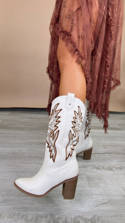 Western Revival Boot, White