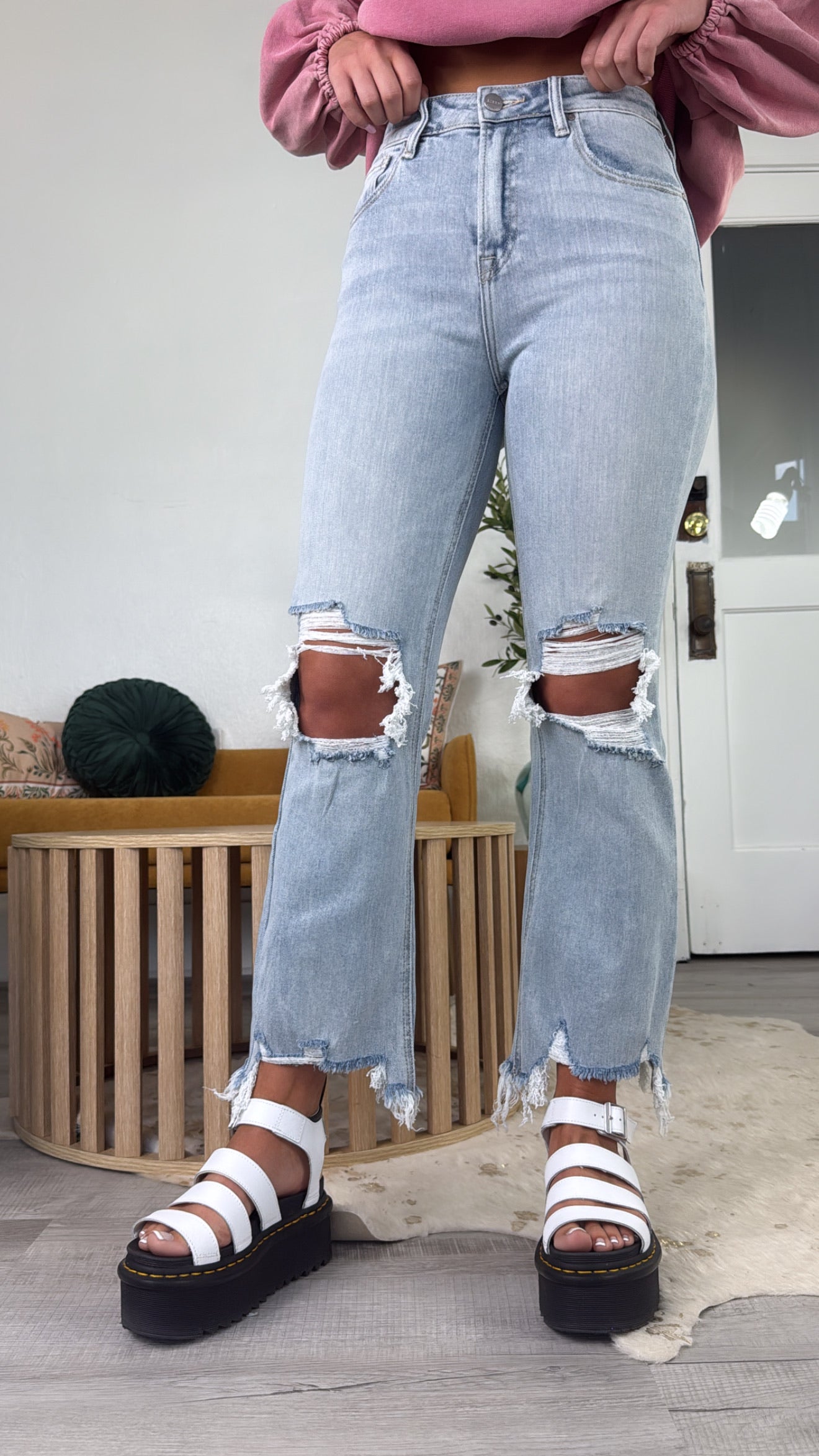 Stevie Straight Leg Jean, Light Wash RISEN