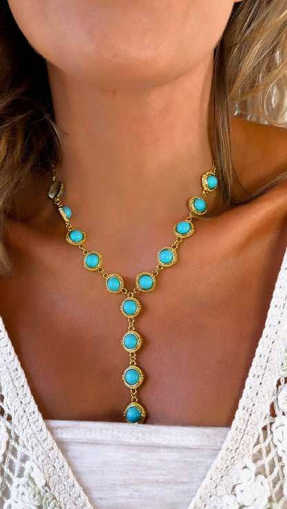 Turquoise Cascade Gold Necklace