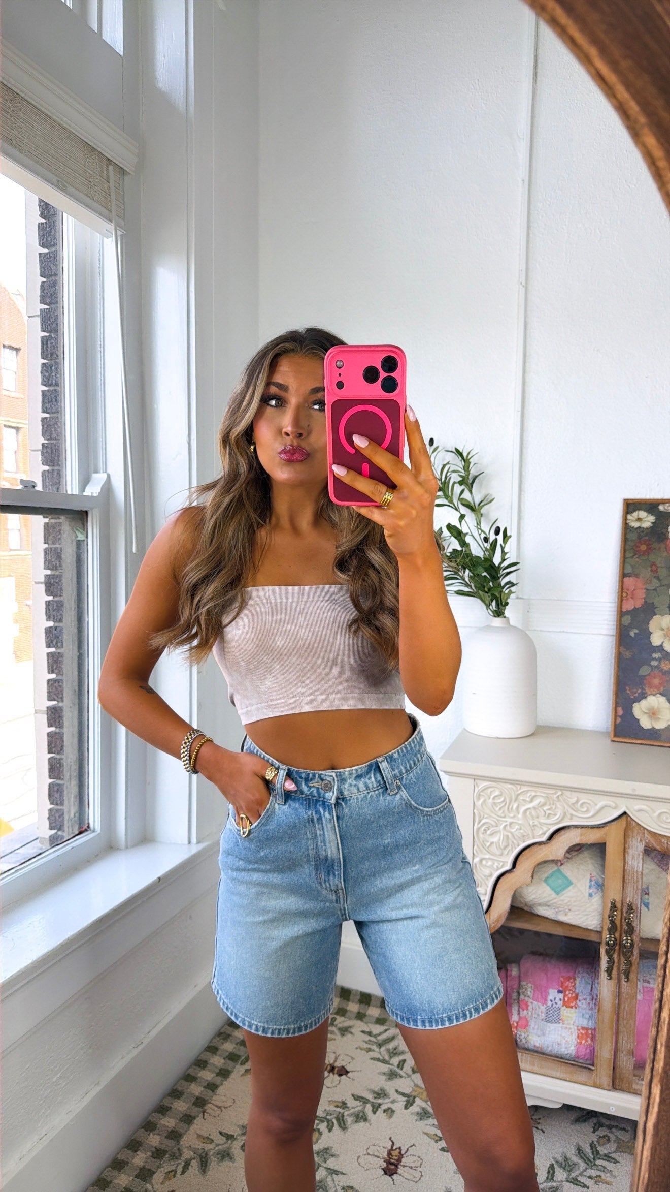 Washed Seamless Tube Bralette, Ash Mocha