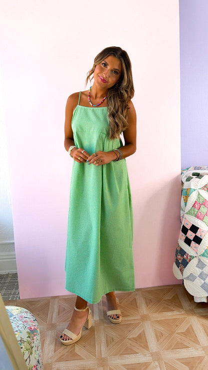 Sugarberry Gingham Maxi Dress, Apple Green