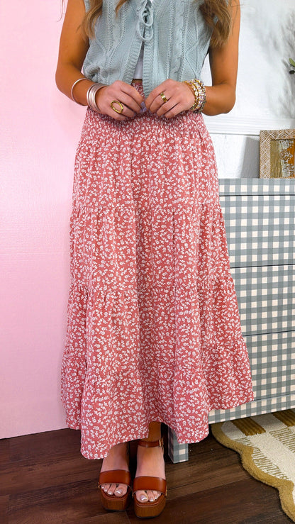Scarlett Jo Midi Skirt, Ginger/ White