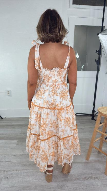 Wanderlust Lace Trim Floral Midi Dress