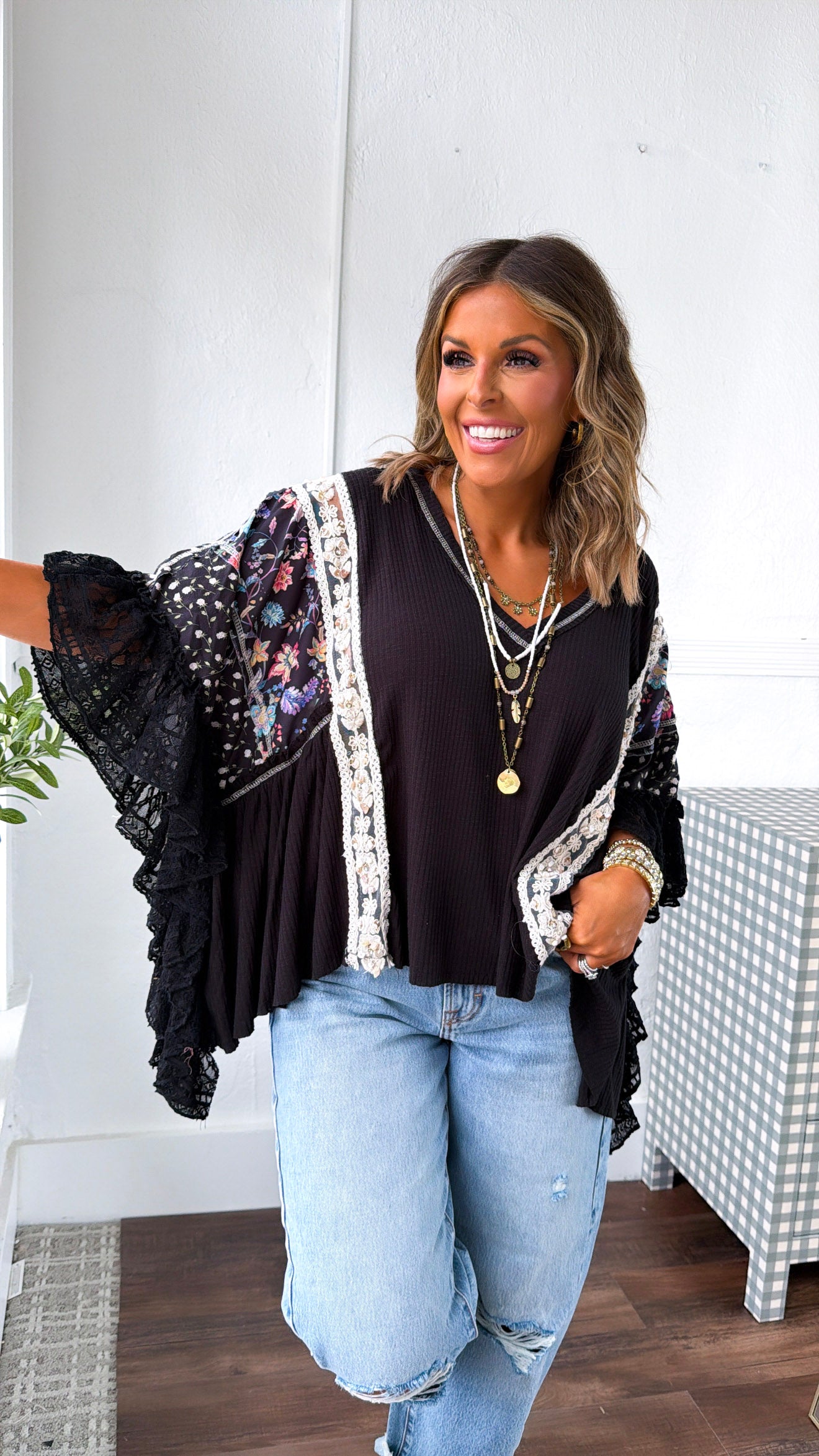 Savannah Wildflower Blouse, Black