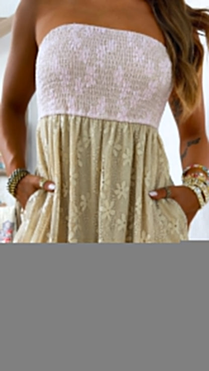 Summers Sunset Color Block Maxi Dress, Pink Multi