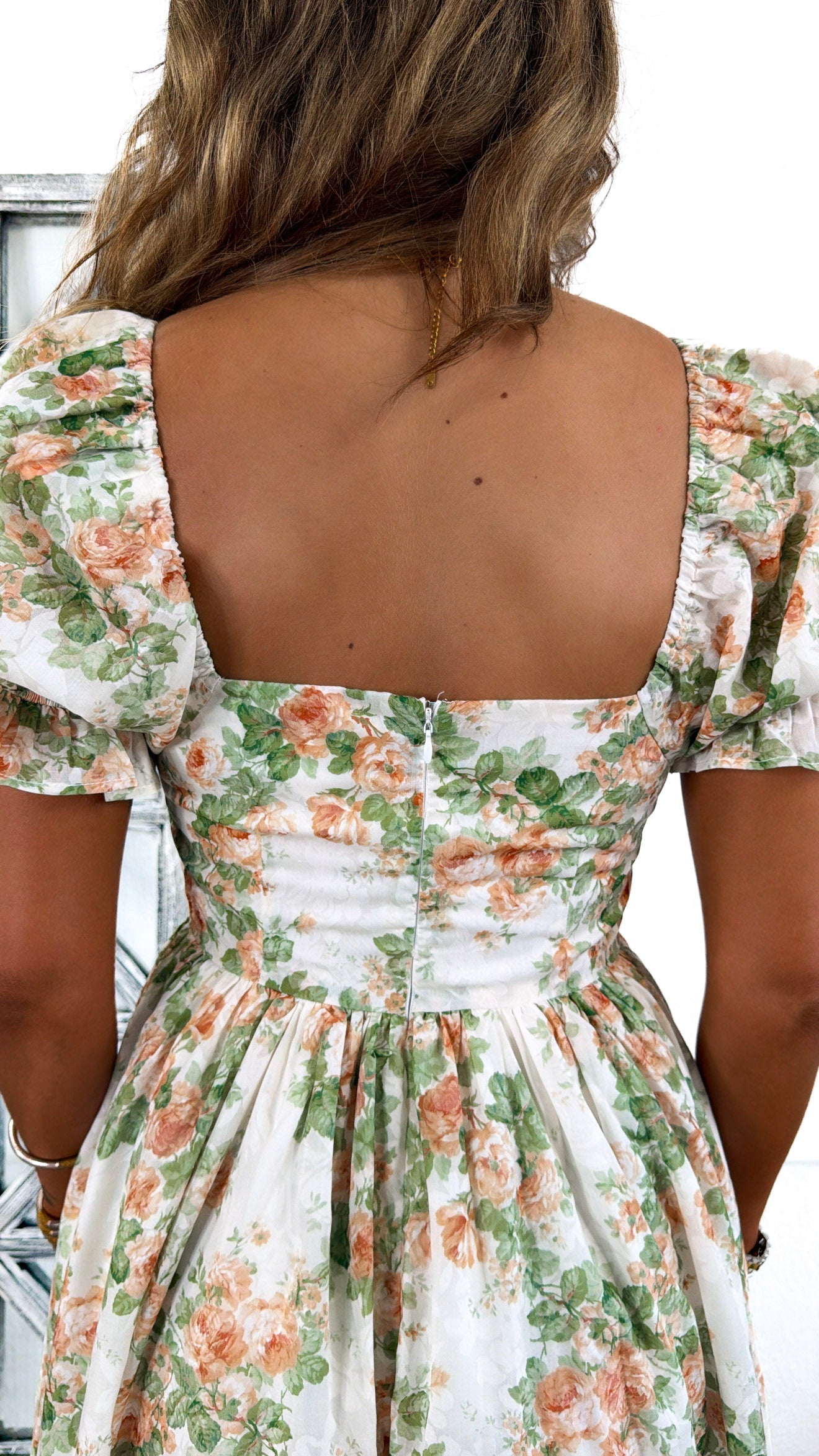 The Lillian Dress, Cream/ Dusty Pink