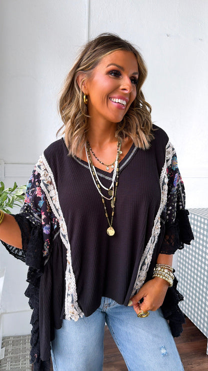 Savannah Wildflower Blouse, Black