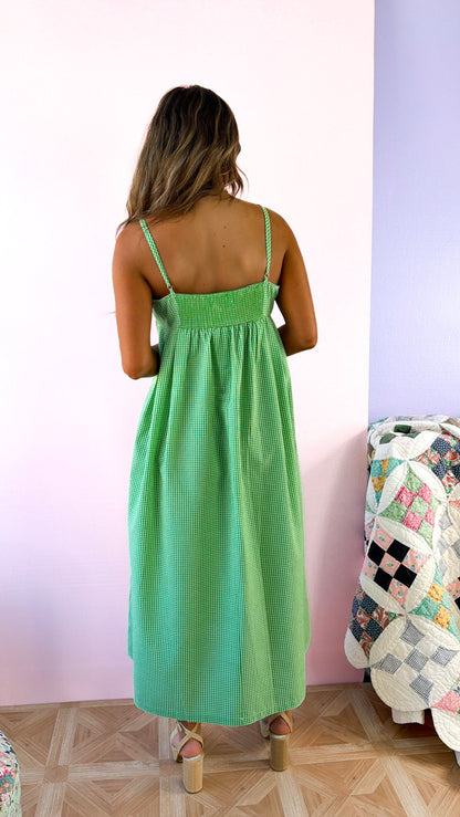 Sugarberry Gingham Maxi Dress, Apple Green