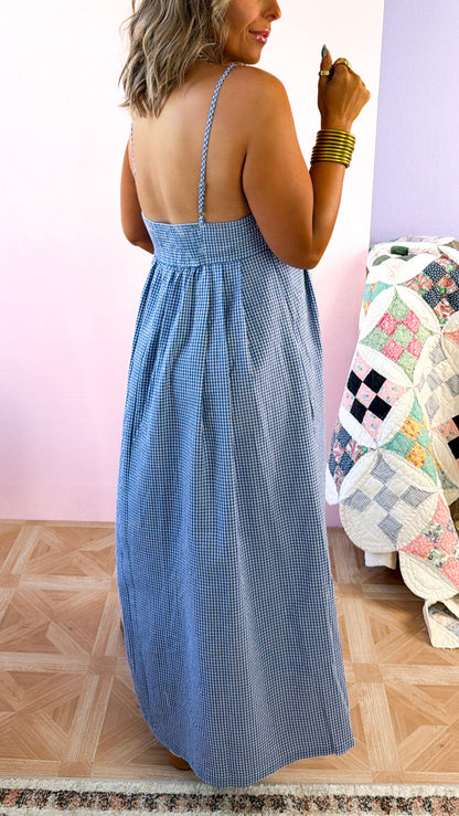 Sugarberry Gingham Maxi Dress, Blue