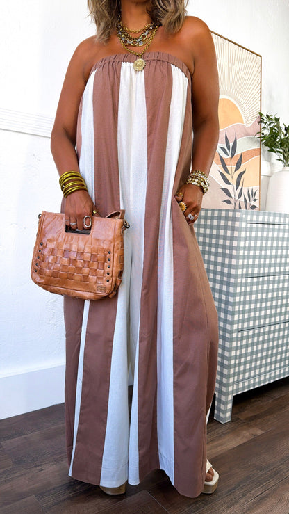 Sun Pop Jumpsuit, Choco/Cream