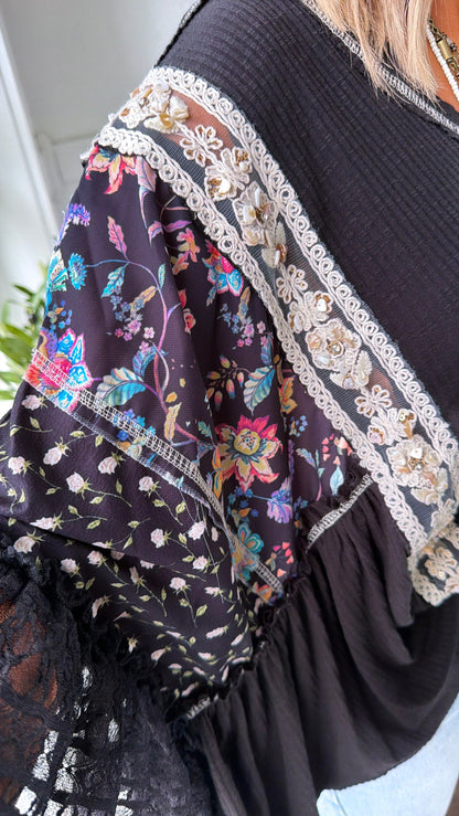 Savannah Wildflower Blouse, Black