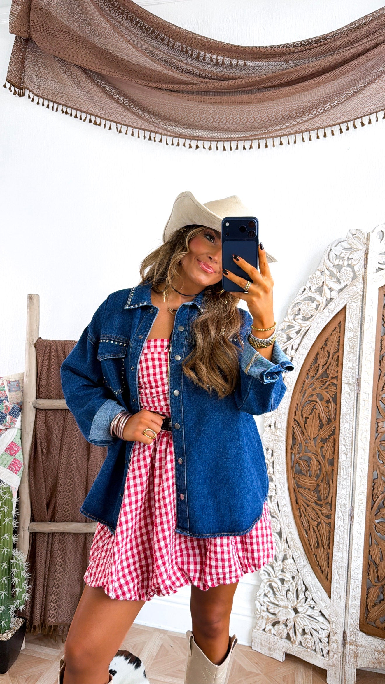 Western Halo Studded Jacket, denim