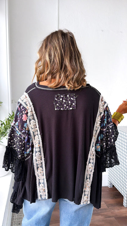 Savannah Wildflower Blouse, Black