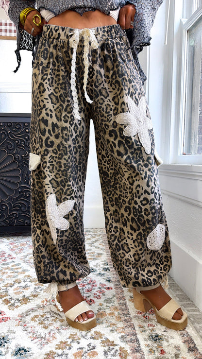 Rare Form Patched Joggers, Sand Leopard