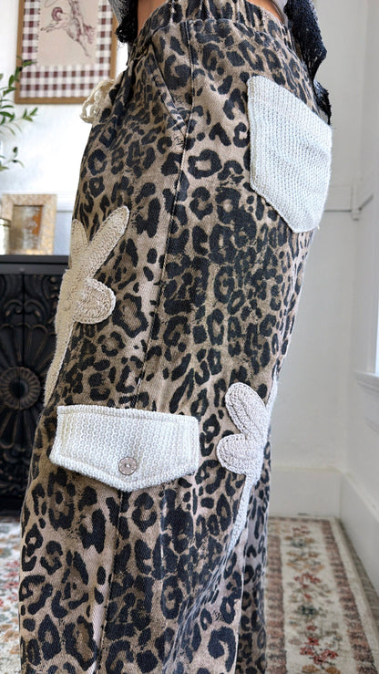 Rare Form Patched Joggers, Sand Leopard