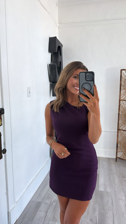 Stop & Stare Asymmetrical Mini Dress, Plum