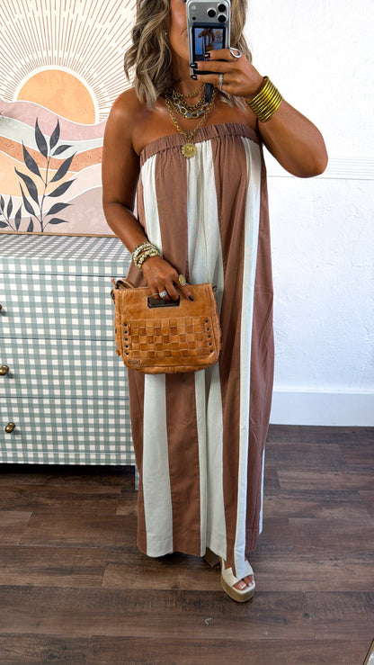Sun Pop Jumpsuit, Choco/Cream