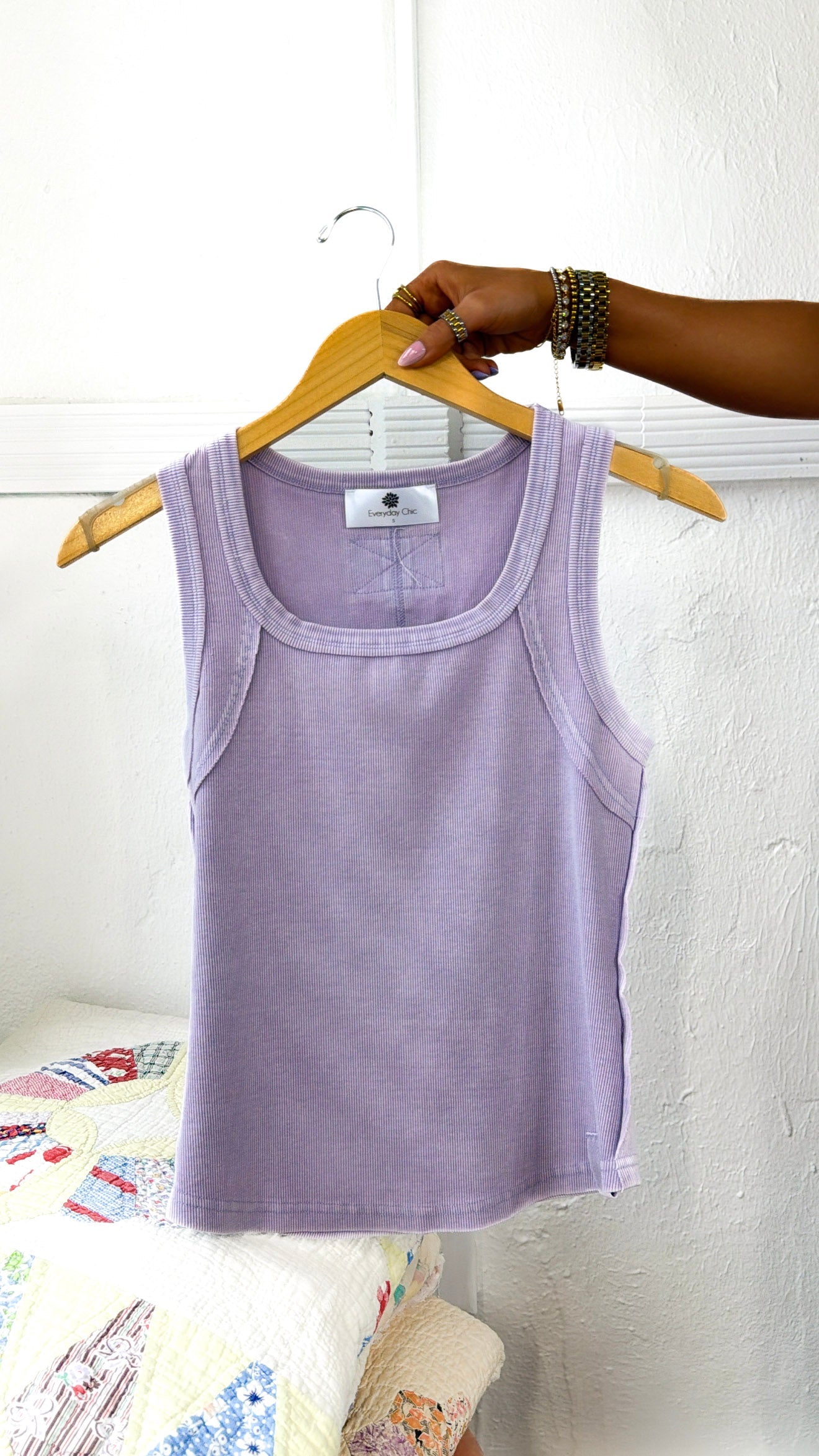 Simply Ribbed Tank Top, Lavender Haze