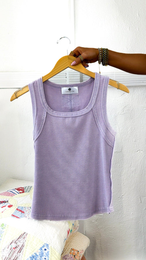 Simply Ribbed Tank Top, Lavender Haze