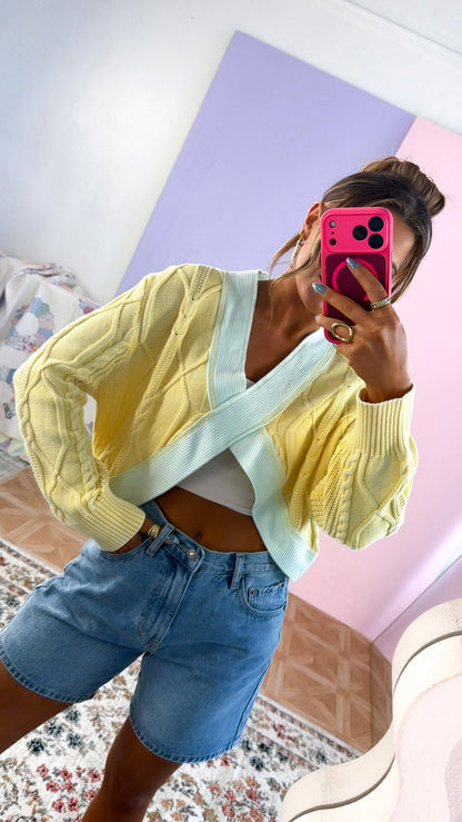 Texture Criss Cross Top, Lemon