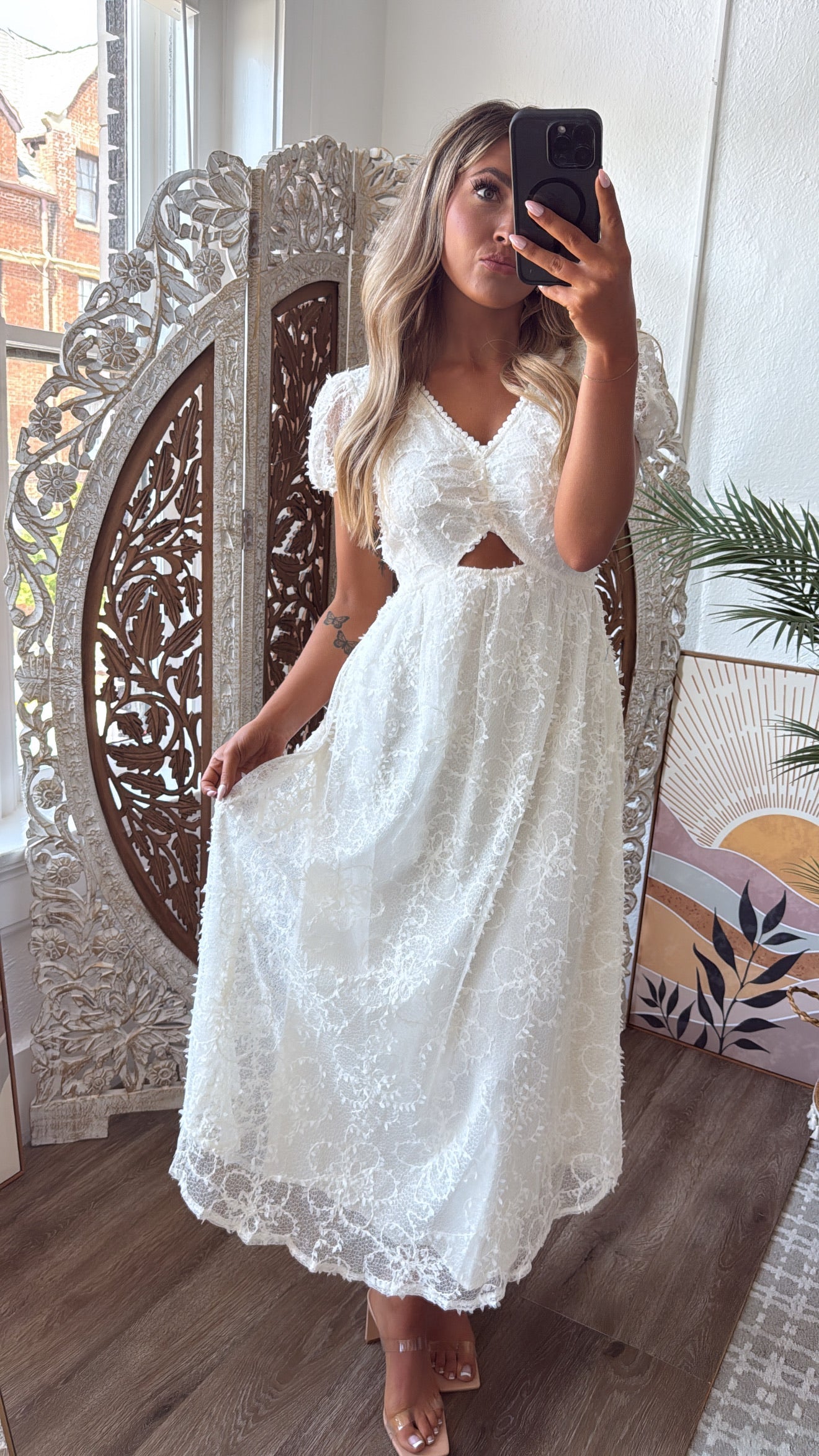 Soft Spoken Love Midi Dress, Cream