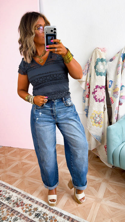 Violet Midnights Lace Top, Navy