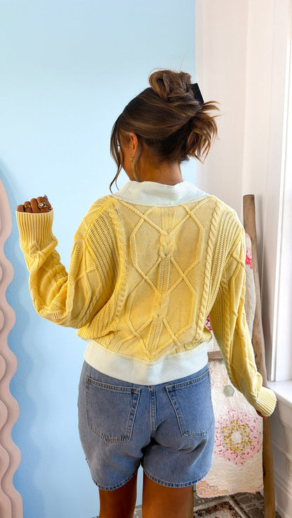 Texture Criss Cross Top, Lemon